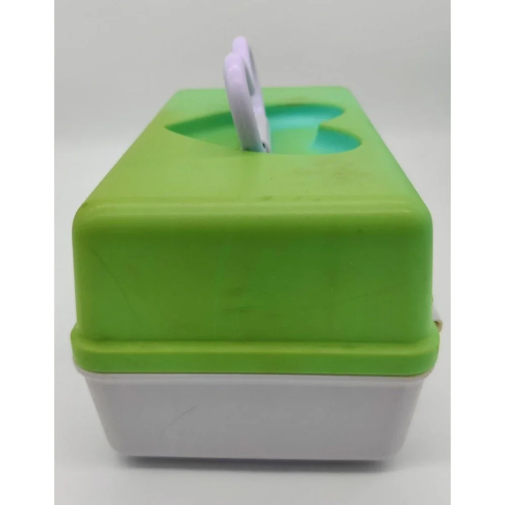 Vintage Naturally Pretty Cosmetics Case Travel Storage Jewelry Teal White Heart